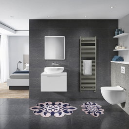 Mijölnir Juego de alfombras de baño rosa y azul marino